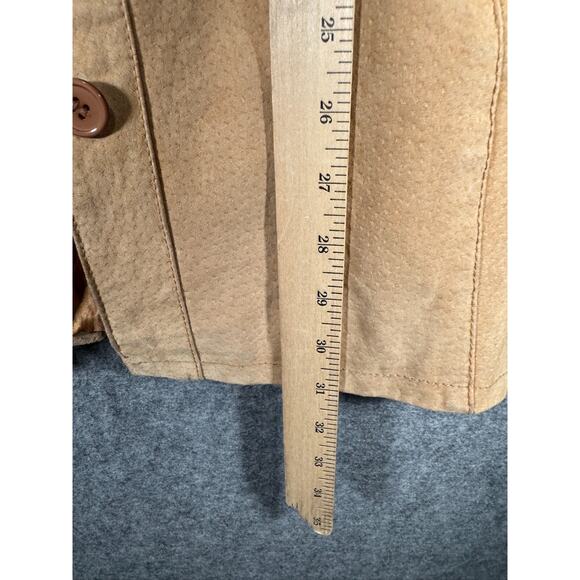 VTG Paris Blues Outerwear Jacket Women Large Brown Leather‎ Trench Y2K 90s - Picture 4 of 6